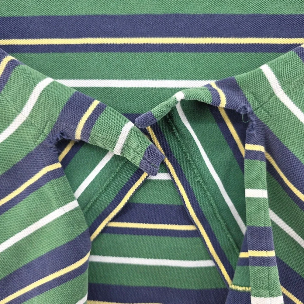 Polo Ralph Lauren Mens 3XLT Tall Striped Polo Shirt Green Pique Short Sleeve